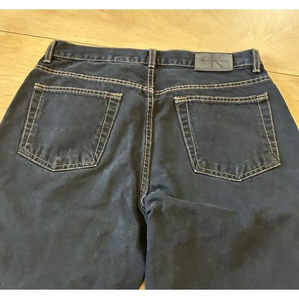 VTG Calvin Klein Jeans Women 8 Black Faded High Rise Dark Wash 90s Denim Y2K